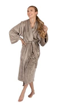 Pure Fiber Women's Velvety Soft Velour Bathrobe - Gray